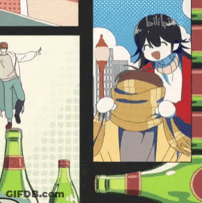 Girl Standing On Beer Bottle GIF