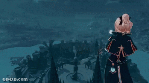 Girl Standing On Building Pointing In Video Game GIF