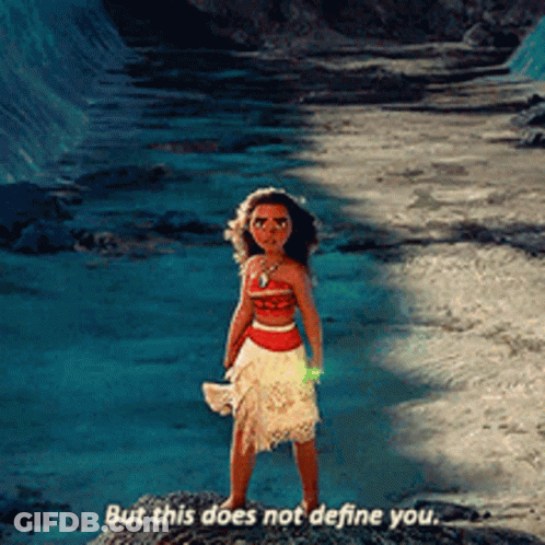 Girl Standing On Rock Saying But This Does Not Define You GIF