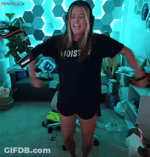 Girl Streamer Flexing Strong GIF