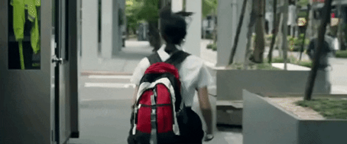 Girl Student Running GIF