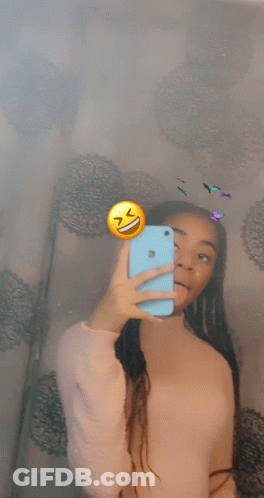 Girl Taking Selfie With Apple Phone GIF