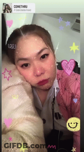Girl Taking Selfie With Comethru Sticker GIF
