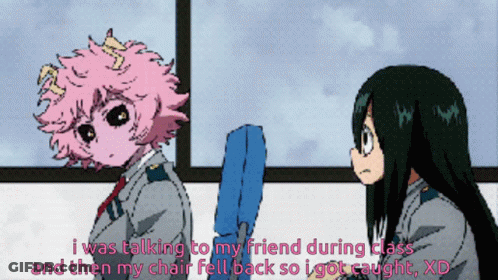 Girl Talking To Another Girl I Was Talking To My Friend During Class And Then My Chair Fell GIF