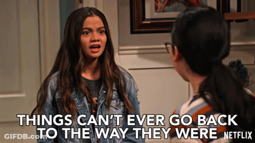 Girl Talking To Another Girl Saying Things Can't Ever Go Back GIF
