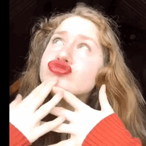 Girl Thinking With Pouty Face GIF