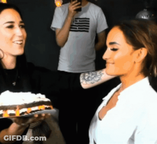 Girl Throwing Pie In The Face GIF