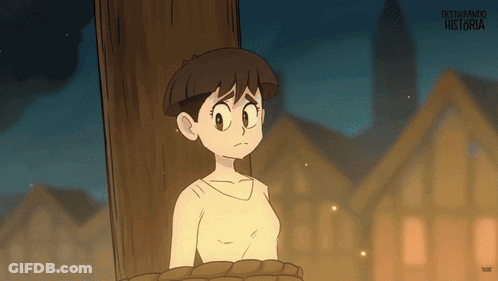 Girl Tied To Wooden Post Destruyendo Historia GIF
