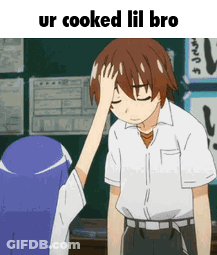 Girl Touching Boy Forehead Ur Cooked Lil Bro GIF