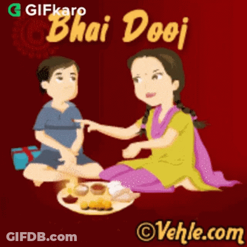 Girl Touching Boy's Face Bhai Dooj GIF