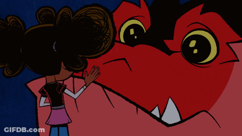 Girl Touching Monster's Face GIF