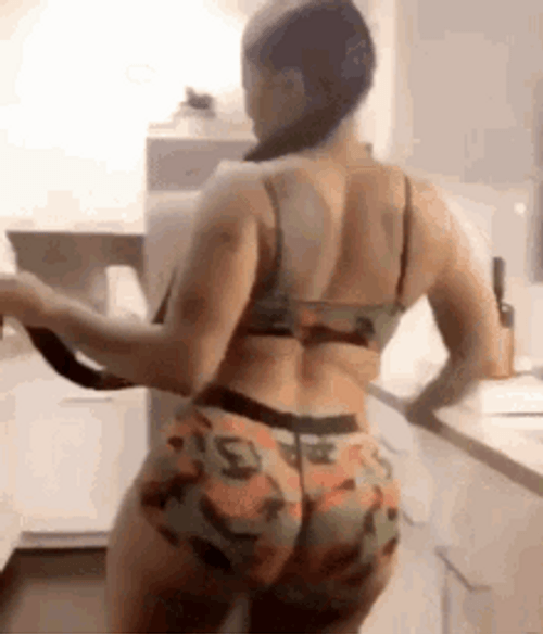 Girl Twerking In Kitchen GIF