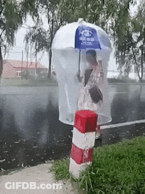 Girl Umbrella Coat GIF
