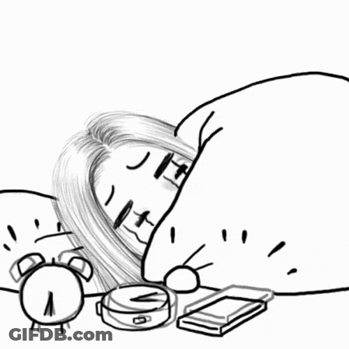 Girl Under Blanket Waking Up On Alarm GIF