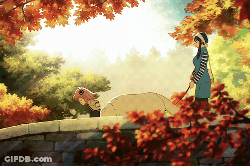 Girl Walking Dog On Leash In Park GIF