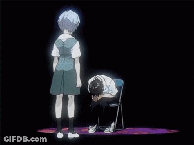 Girl Watching Shinji Cries GIF