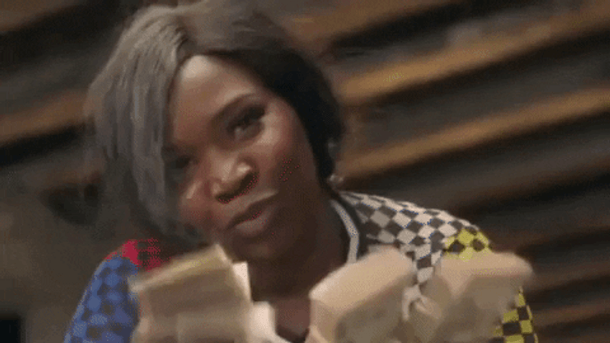 Girl Waving Her Dollar Bills GIF