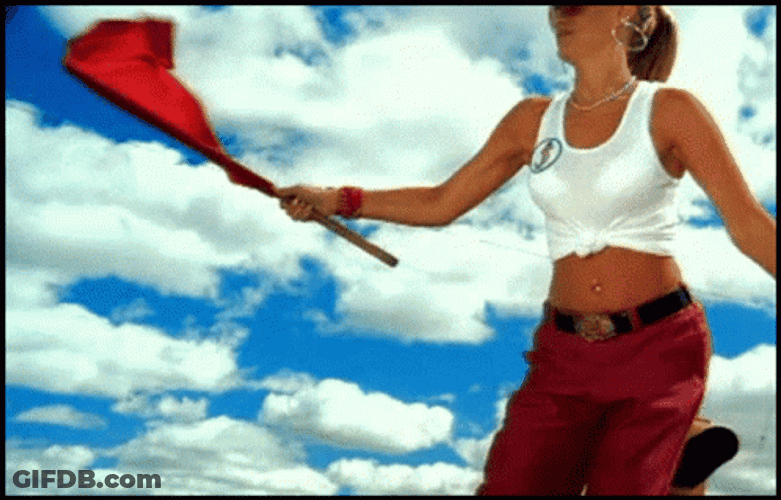 Girl Waving Red Flag GIF