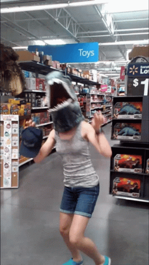 Girl Wear Dragon Head Walmart Funny GIF