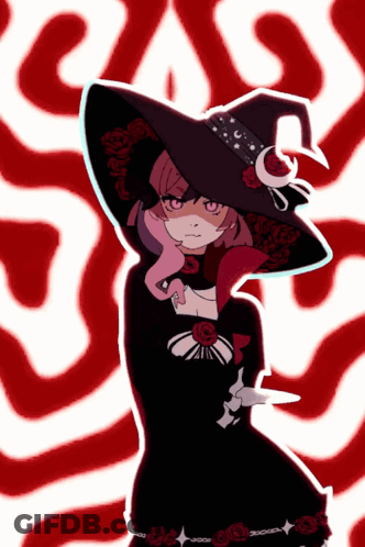 Girl Wearing Black Witch Hat GIF