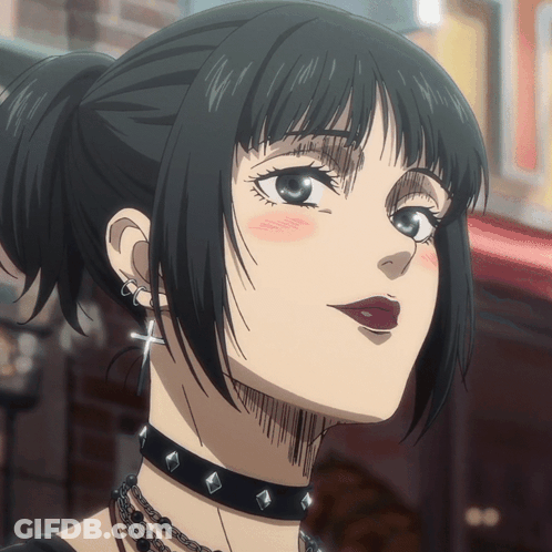 Girl Wearing Choker And Cross Earring GIF