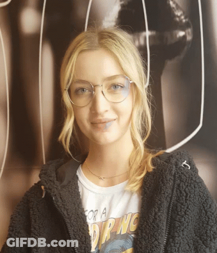 Girl Wearing Glasses And For A Dip Shirt GIF
