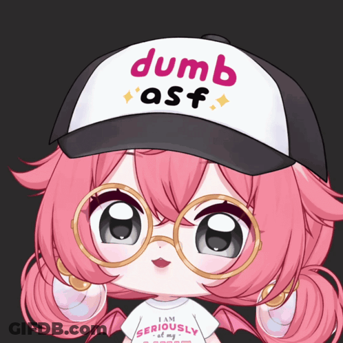 Girl Wearing Glasses And Hat That Says Dumb Asf GIF