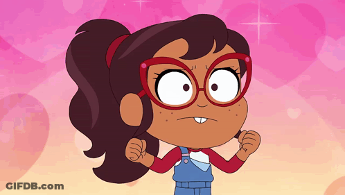 Girl Wearing Glasses And Overalls Making Angry Face GIF