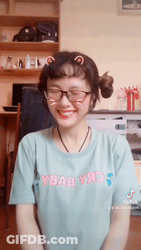 Girl Wearing Glasses And Y8a8 T-Shirt GIF