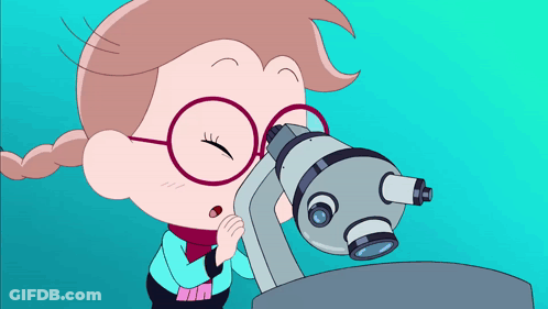 Girl Wearing Glasses Looks Through Microscope GIF