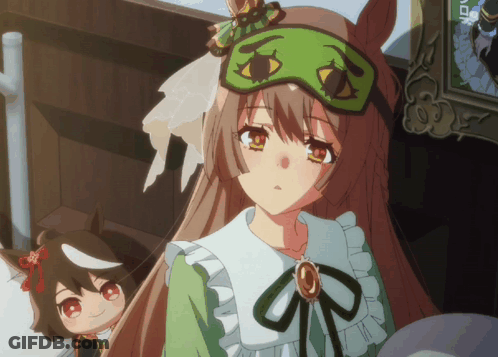 Girl Wearing Green Sleep Mask GIF