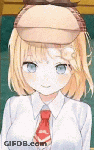 Girl Wearing Hat And Tie GIF