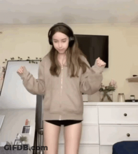 Girl Wearing Headphones Dancing GIF