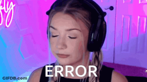 Girl Wearing Headphones Saying Error GIF