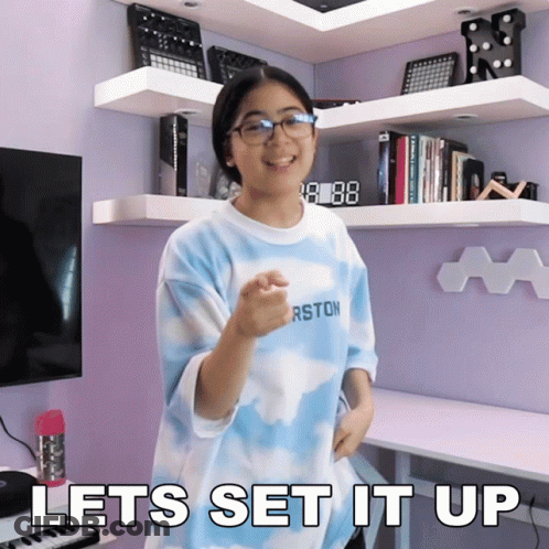 Girl Wearing Lets Set It Up Shirt GIF