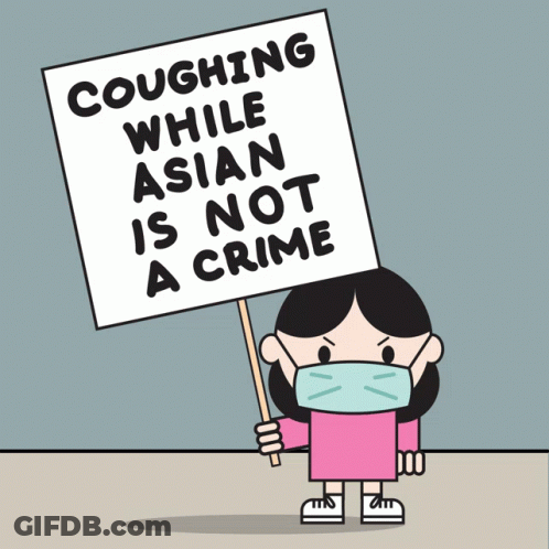 Girl Wearing Mask Holding Coughing Sign GIF