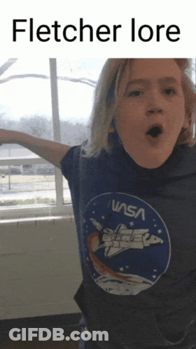 Girl Wearing NASA Shirt Making Funny Face GIF