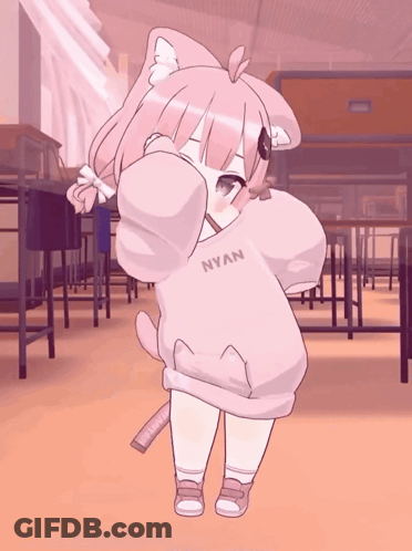 Girl Wearing Nyan Sweater GIF
