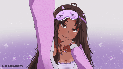 Girl Wearing Sleep Mask With Cat Ears GIF