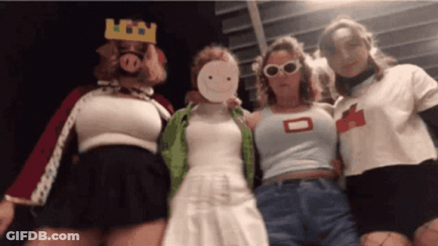 Girl Wearing Technoblade Mask GIF
