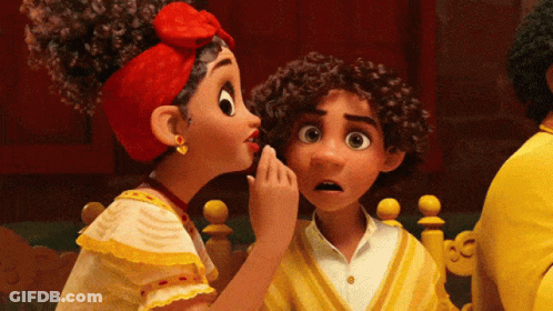 Girl Whispering Into Boy's Ear Cartoon GIF