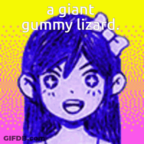 Girl With A Giant Gummy Lizard GIF