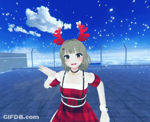Girl With Antlers And Red Dress GIF