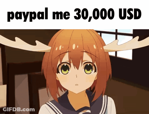 Girl With Antlers Saying PayPal Me 30000 USD GIF