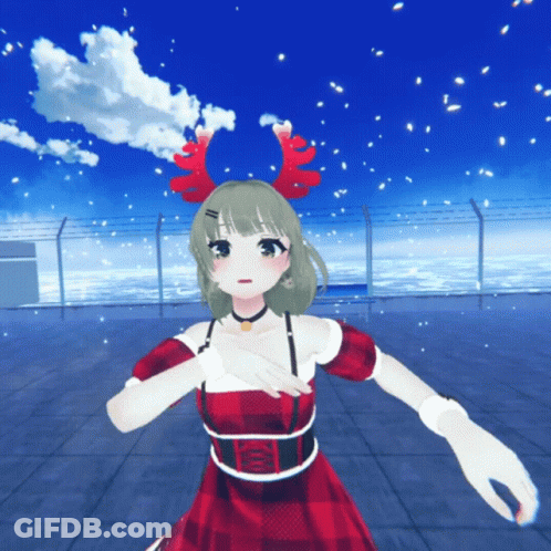 Girl With Antlers Standing In Snow GIF