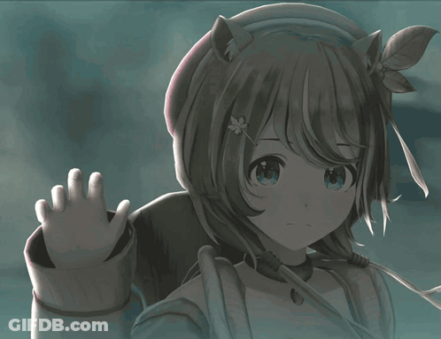 Girl With Arms Outstretched In Front Of Large Building GIF