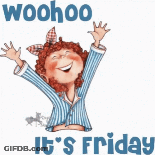 Girl With Arms Up Saying Woohoo It's Friday GIF