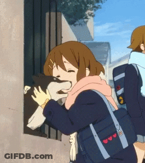 Girl With Backpack And Hearts GIF