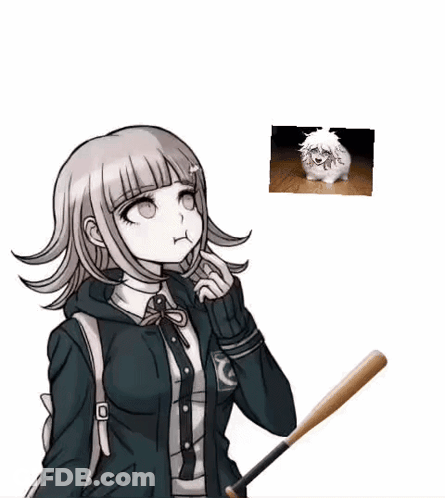 Girl With Backpack Looking At Sheep And Bat GIF