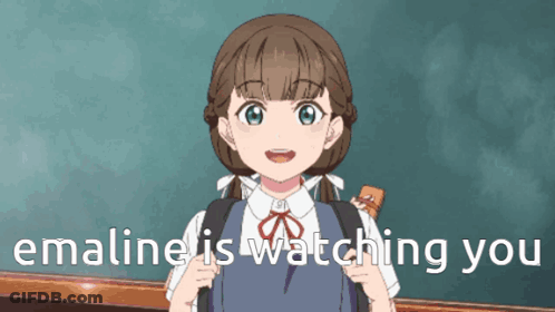 Girl With Backpack Saying Cmaline Is Watching You GIF